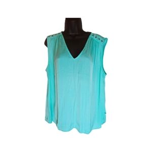 J Lo Silky Tank with metallic shoulder accents